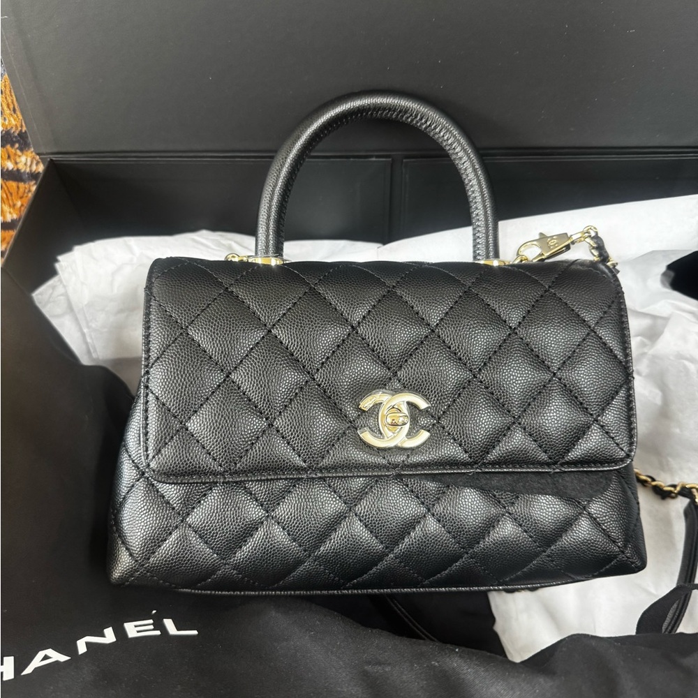 Chanel Coco Handle Caviar Leather Flap Bag – Black Gold Hardware